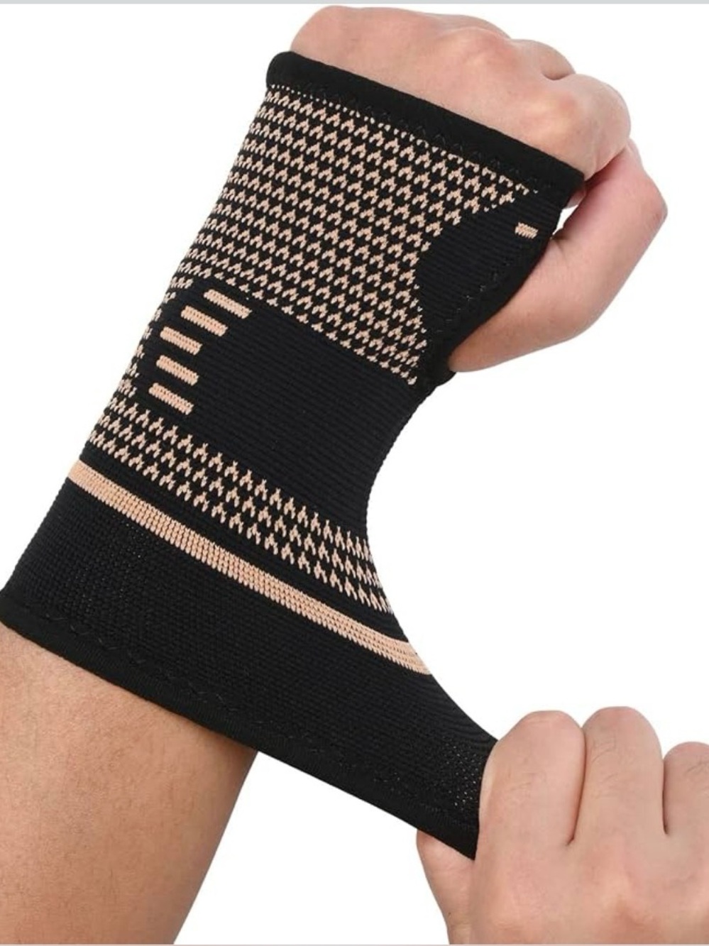 Copper-Infused Compression Wrist Support Wraps for Carpal Tunnel/Wrist Sprains - Picture 4 of 6